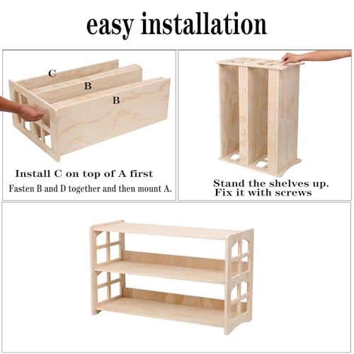 Montessori-Inspired 3-Tier Wooden Bookshelf and Toy Organizer for Kids' Rooms FDHUIJIA