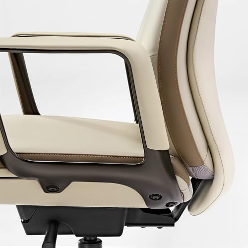 EUREKA ERGONOMIC Alto Leather Desk Chair, Silicone Leather Office Chair with Wheels, High Back Office Chair, Executive Office Chair Comfy for Home & Office, Off-White EUREKA ERGONOMIC