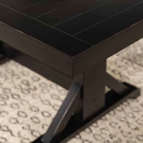 Walker Edison 6 to 8 Person Wood Modern Farmhouse Expandable Dining Room Table with Leaf Kitchen Dining Chairs, 60 Inch, Antique Black Walker Edison