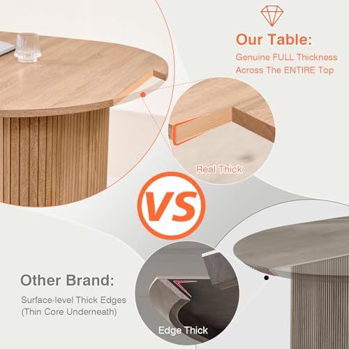 Lecafur HL 70.8" Oval Dining Table for 4 6 Person, Modern Farmhouse Kitchen Dinner Table for Breakfast Dining Receiption Room (Only Table), Natural Lecafur HL