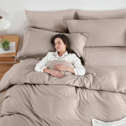 Hearth & Harbor Twin Size Duvet Cover & Bed Sheet Set Linen, 5 Piece Soft Double Brushed Twin/Twin XL Bedding Set, Includes Duvet Cover, Flat Sheet, Fitted Sheet, Pillowcases and Pillow Shams Hearth & Harbor