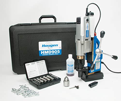 Hougen HMD905S 115-Volt Swivel Base Magnetic Drill with Coolant Bottle Plus 1/2" Drill Chuck, Adapter and 12002 Rotabroach Cutter Kit Hougen