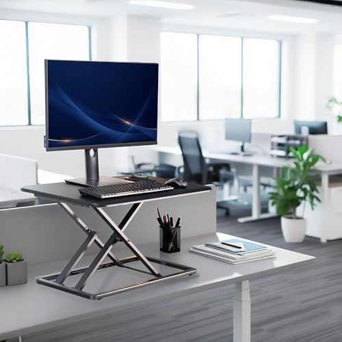 VIVO Economy Single Top Height Adjustable 29 inch Standing Desk Converter, Sit Stand Tabletop Monitor and Laptop Riser Platform Workstation, DESK-V000U VIVO