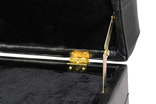 Griffin Genuine Leather Adjustable Piano Bench Black Solid Wood Vintage Style & Heavy-Duty Ergonomic Keyboard Stool | Cushion Seat with Storage Space Griffin