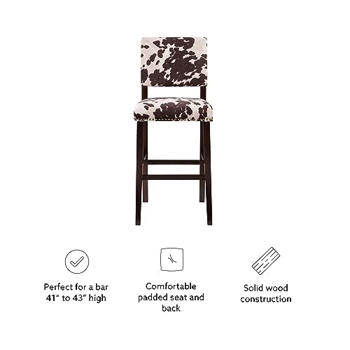 Linon Udder Madness Corey Bar Stool, 19"W x 22.5"D x 44.75"H, Brown Linon