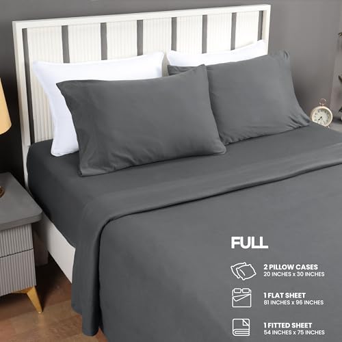 Utopia Bedding Full Sheet Set - Jersey Knit Sheets 4 Piece – Cotton – Soft T-Shirt Stretchy Sheets (Heather Dark Grey) Utopia Bedding