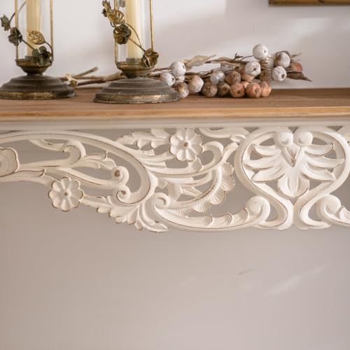 HKBOREVO French Provincial Console Table with Distressed Finish HKBOREVO