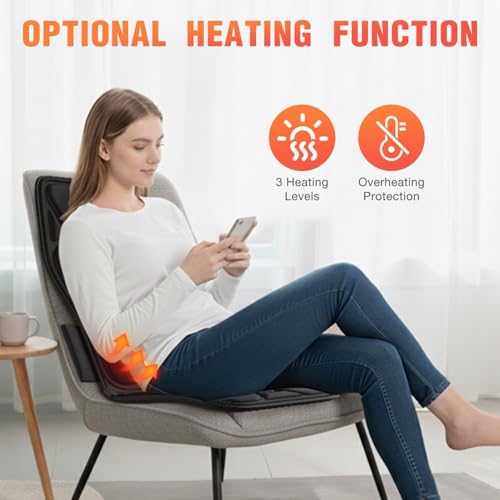 KNONNETD Back Massager for Chair, Massage Seat Cushion with Heat, Lumbar Traction, 6 Vibrating Motors Massager Chair Pad for Full Body Pain Relief, and Home Use KNONNETD