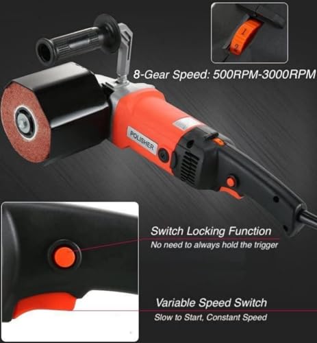 Handheld Electric Sander Tool, 8 Variable Speed Polisher, 1400W Polishing Machine, Surface Prep Burnishing Tool with 4 X 4.7” Polishing Wheel for Metal Stainless Steel Wood Ceramic Tiles WQV