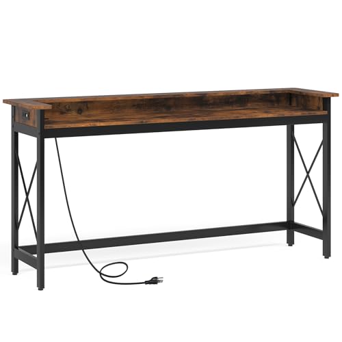 Tribesigns Sofa Table with Outlets and USB Ports, 70.9 inch Extra Long Console Table Behind Couch with Charging Station, Industrial Narrow Entryway Hallway Accent Table for Living Room Tribesigns