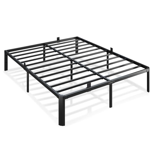 Metal Bed Frame Full Size, 14 Inch 3500 lbs Heavy Duty Platform Bed Frames Steel Slats Noise Free No Box Spring Needed, Easy Assemble Sturdy Bedframe Rounded Corner with Storage and Mattress Retainers BOLTRISE