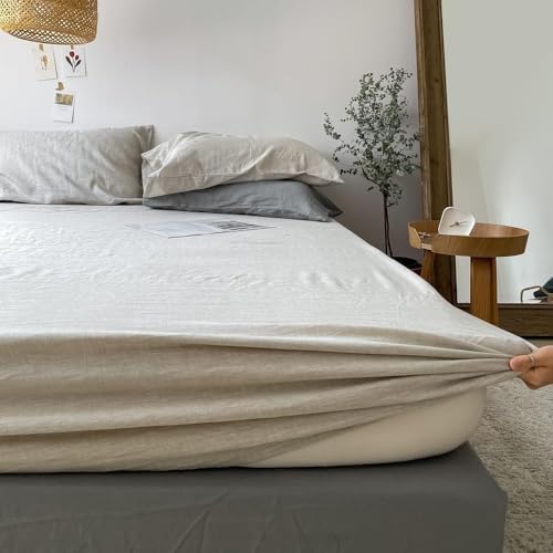 Simple&Opulence 100% Linen Sheets Full Size Set, 4 Pcs Natural French Linen Bed Sheets, Breathable Soft Durable Bedding Set for All Season (Linen, Full) Simple&Opulence