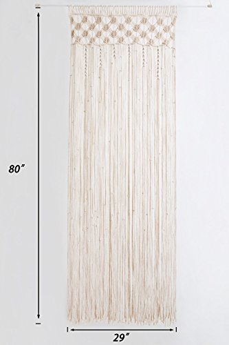 Mkono Macrame Curtain Boho Doorway Window Decoration Light Through Curtains Decor Handwoven Wall Hanging Art for Home Door Bedroom Wedding Backdrop Arch, Closet Room Divider, 29" W x 80" L Mkono