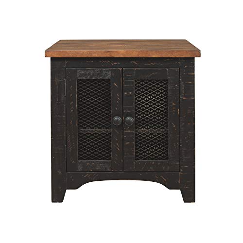 Signature Design by Ashley Valebeck Farmhouse Rectangular End Table with Storage, Distressed Brown & Black Finish Signature Design by Ashley