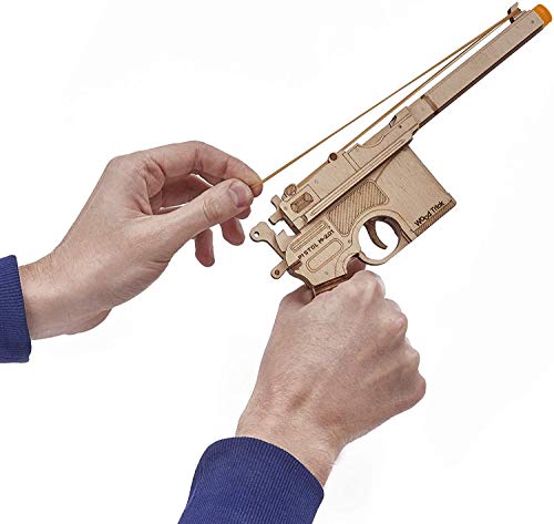 Wood Trick Wooden Toy Guns Set with Targets Shooting Range, Pistol Toy Guns for Kids Set - 3D Wooden Puzzle for Adults and Teens Wood Trick