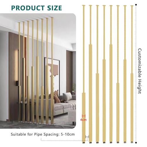 Ceiling to Floor Partition Post/Room Dividers Metal Slats,5/8/10pcs Privacy Screen Post Wall Poles Columns for Room Separation,No Drill Installation(5pcs,275cm/108in/9ft) Renmlion