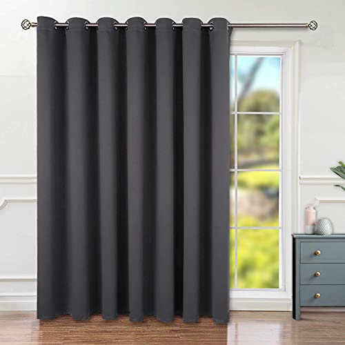BGment Room Divider Curtain 84 Inch Length - Extra Wide Blackout Curtain for Sliding Glass Door Thermal Insulated Grommet Patio Door Curtain, 1 Panel, Dark Grey, 100 x 84 Inch BGment