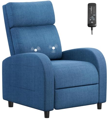 Homall Recliner Chair, Recliner Sofa for Adults, Recliners Home Theater Seating with Lumbar Support, Reclining Sofa Chair for Living Room (Fabric, Dark Blue)