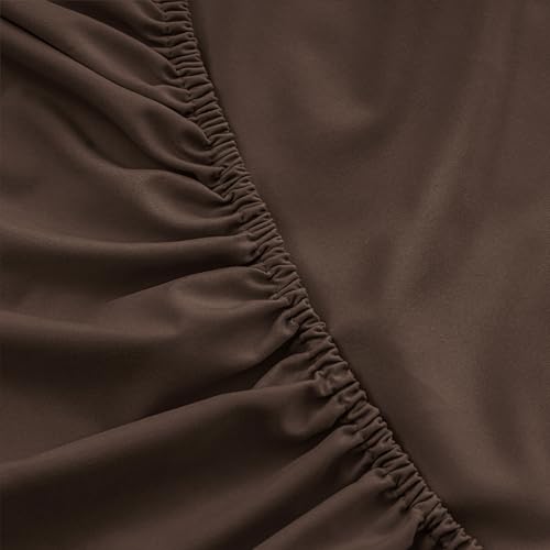 USXIBEI Full Size 4 Piece Sheet Set - Hotel Luxury Bedding for Full Size Bed - Soft and Breathable Bed Sheets Set - Deep Pocket Sheets,Wrinkle & Fade Resistant(Full, Dark Brown) USXIBEI