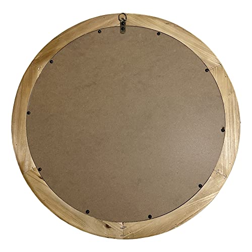 dwellington Rustic Round Wall Mirror, 24 Inch Wood Circle Mirror with Beads, Decorative Farmhouse Mirror for Living Room, Bedroom, Kitchen, Entryway (White) dwellington