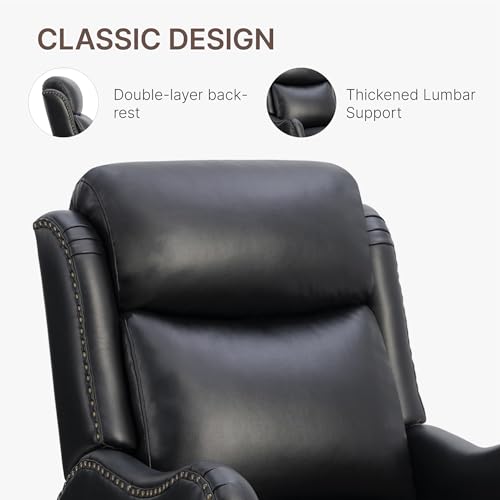 KISLOT Leather Pushback Recliner Faux Armchair with Rivet Decoration Single Sofa Accent Chair for Living Room Bedroom