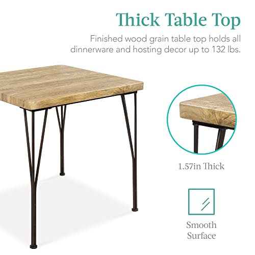 Best Choice Products 3-Piece Dining Set Modern Dining Table Set, Metal and Wood Square Dining Table for Kitchen, Dining Room, Dinette, Breakfast Nook w/ 2 Chairs - Brown Best Choice Products