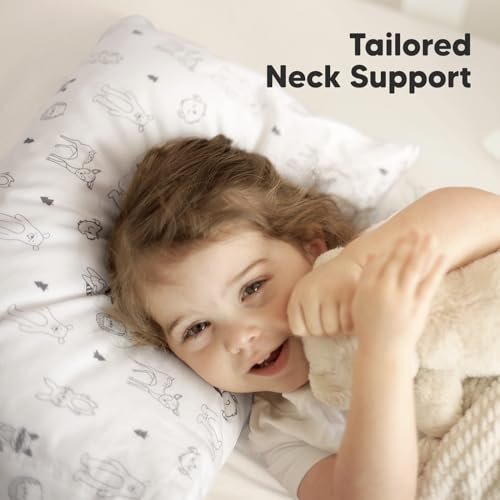 KeaBabies Toddler Pillow with Pillowcase, Jumbo 14X20 - Soft Organic Cotton Toddler Pillows for Sleeping - Machine Washable - Perfect for Travel, Toddler Bed Set (KeaFriends) KeaBabies