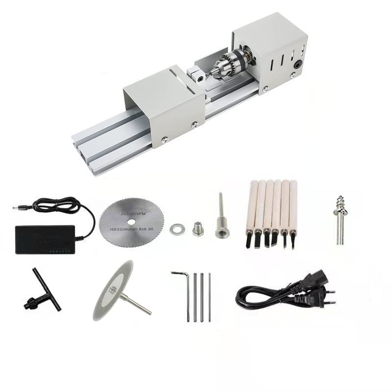 BJinegely Mini Lathe Beads Polisher Machine, Micro-Multi-Function Lathe Woodworking Wood DIY Tool Set BJinegely