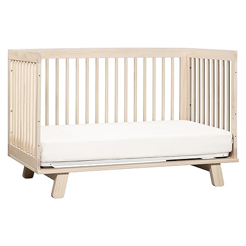 Babyletto Hudson 3-in-1 Convertible Crib with Toddler Bed Conversion Kit in Washed Natural, Greenguard Gold Certified babyletto