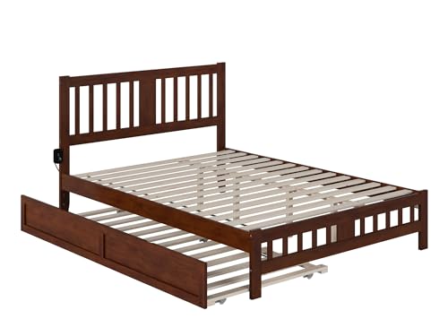 AFI, Tahoe Queen Platform Bed with Matching Footboard, Twin XL Trundle, Walnut AFI