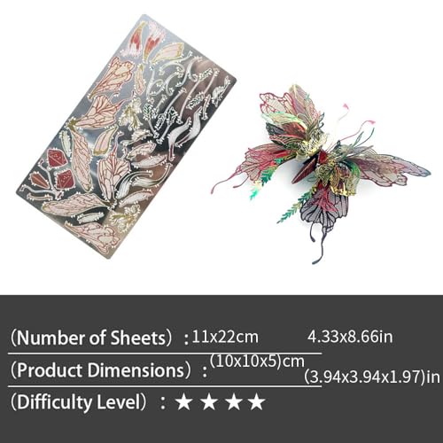 3D Metal Butterfly Model Kit, DIY Assembly Puzzle, Stainless Steel, Colorful Design, Advanced Difficulty, Ages 14+
