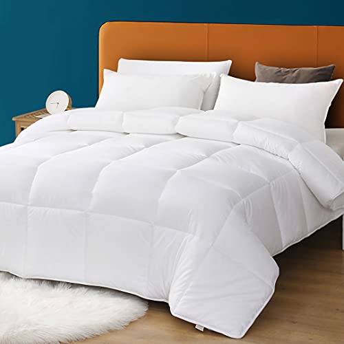 Oaken-Cat Lightweight Down Alternative Comforter King Size, Breathable Duvet Insert with Ultra-Soft 100% Cotton Cover, Cooling Comforter for Warm/Hot Sleeper (106x90, White) Oaken-Cat