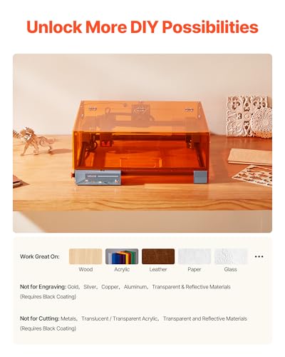 VEVOR Laser Engraver, 20W, Laser Engraving and Cutting Machine with Enclosure, Laser Cutter Engraver Machine, 7000 mm/min, 11.8 x 11.8 in Working Area, for Wood, Leather, Glass, Certain Metal, Class 1 VEVOR