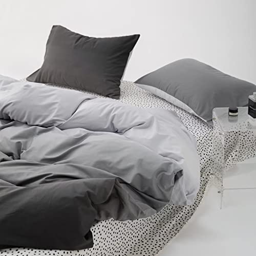 Luxlovery Grey Gradient Comforter Set Queen Grey and White Bedding Set Full Men Women Minimalist Bedding Set Light Gray Soft Breathable Blanket Quilts Gradient Comforter Set Luxlovery