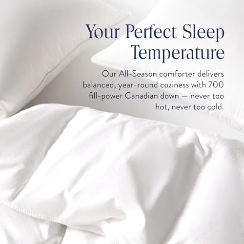 Brooklinen All-Season Canadian Down Comforter, Luxury Medium Warmth Duvet Insert, 100% Cotton Sateen Shell, Fluffy Year-Round Bedding, Baffle Box, Secure Duvet Loops - King/Cali King Brooklinen