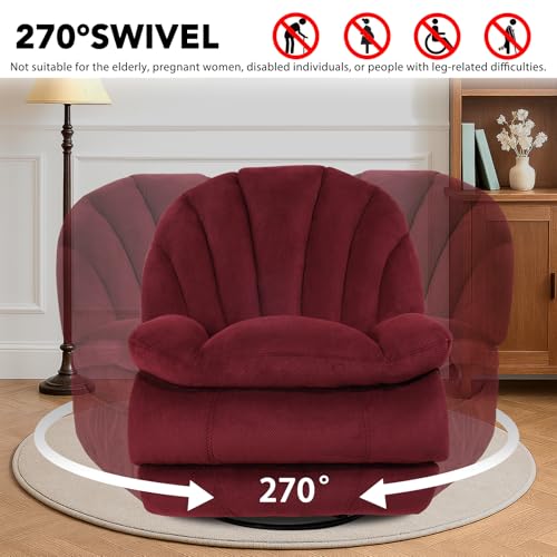 EONIX Dual Motor Power Swivel Rocker Recliner Chair for Living Room, Power Adjustable Backrest and Extended Footrest, Shell Shape Recliner Chair with USB Charging Ports, SXXY004021, Burgundy