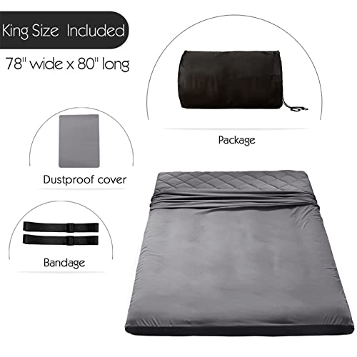 MAXYOYO Japanese Floor Futon Mattress King Size, Floor Bed for Adults, Roll Up Folding Mattress, Diamond Patterned Japanese Futon Bed, Dark Grey MAXYOYO