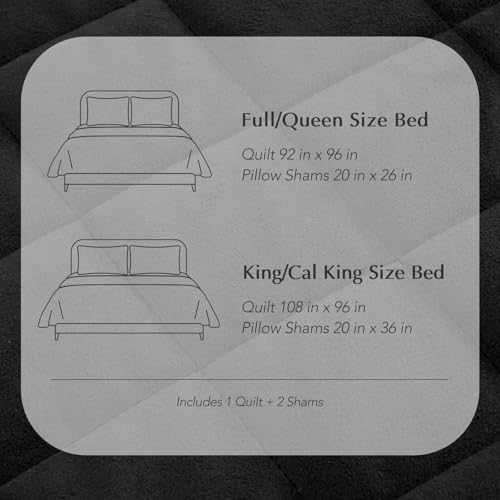 EVERGRACE Pearl Velvet Quilt Full Queen Size Bedding Sets, Luxurious Soft Velvet Comforter Set, Lightweight Box Stitching Oversized Bedspread Coverlet for All Season, with 2 Shams, Black EVERGRACEHOME