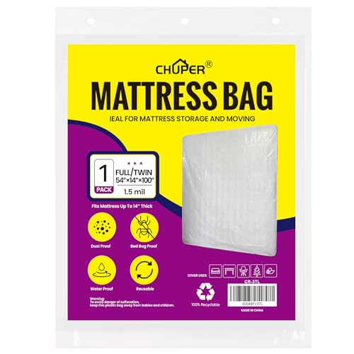 CHUPER Full/Twin XL/Twin Mattress Bags for Moving, Waterproof Plastic Mattress Cover,Mattress Bag for Disposal & Moving Bags for Storage CHUPER