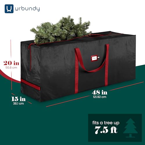 URBUNDY Heavy Duty Christmas Tree Storage Bag 7.5 Ft - Christmas Tree Bag Black - Tree Bags For Storage - Xmas Tree Storage Bag Holds 7.5 Ft Christmas Tree Bag For All Year Round Christmas Storage URBUNDY