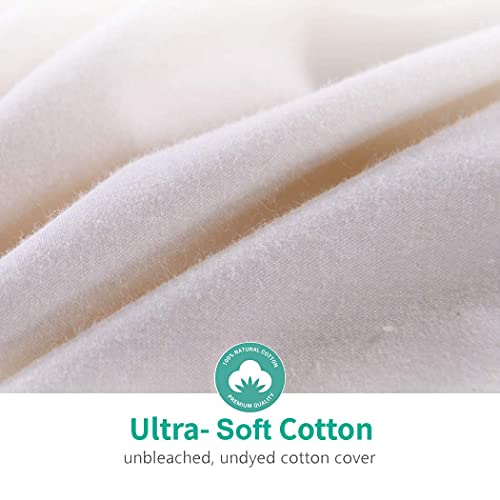 APSMILE Oversized King Luxury Organic Cotton All Season Down Feather Fibers Comforter, High Fill-Power Medium Warmth Duvet Insert (120x98, Ivory White) APSMILE