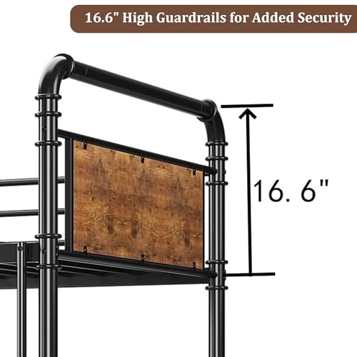 Garvee Industrial Twin Over Twin Bunk Bed, Convertible to 2 Separate Single Beds, Sturdy Metal Bunk Bed, Detachable Ladder & High Safety Guardrails for Safety, Space-Saving Design Garvee