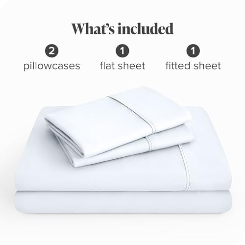 Bare Home Queen Sheet Set - 22" Deep Pockets - Luxury 1800 Ultra-Soft Microfiber Queen Bed Sheets - Double Brushed - Easy Fit - 4 Piece Set - Bedding Sheets & Pillowcases (Queen, White) Bare Home