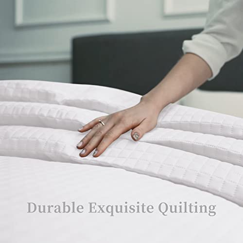 HollyHOME Luxury Checkered Super Soft Solid Single Pinsonic Quilted Bed Quilt Bedspread Bed Cover, White, Twin HollyHOME