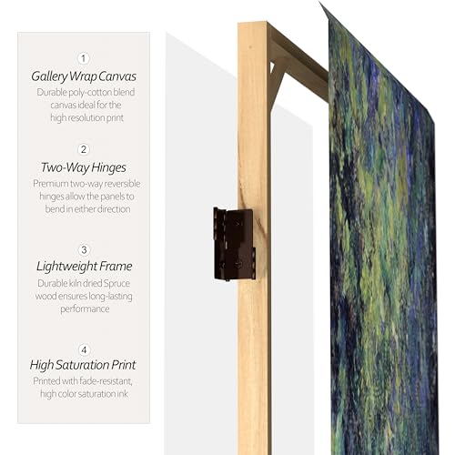 Red Lantern 6 ft. Tall Double Sided Works of Monet Canvas Room Divider - Water Lily/Garden Red Lantern