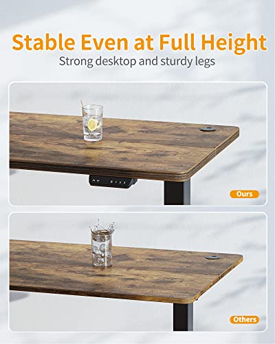 CubiCubi Electric Standing Desk, 63 x 24 Inches Height Adjustable Sit Stand Desk, Ergonomic Home Office Computer Workstation, RusticBrown CubiCubi