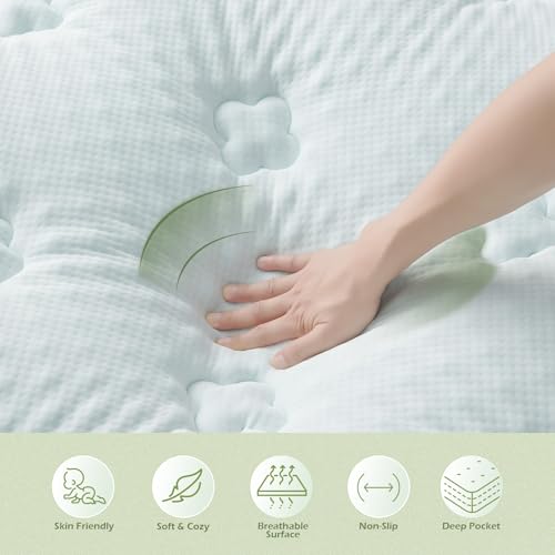 Hansleep Full Size Memory Foam Mattress Pad Topper, Full Foam Mattress Topper Viscose Derived from Bamboo, Full Bed Mattress Pad Cover for Back Pain Relief, 78" x 80", White Hansleep