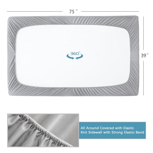 Biloban Twin Fitted Sheet 2 Pack, Twin Bedding Fitted Sheets Only with Deep Pocket up to 14", Bottom Sheet, Shrinkage & Stain Resistant Bed Sheets, Wrinkle Free & Easy Care, Grey Biloban