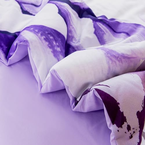 RYNGHIPY Purple Floral Comforter Set: Lightweight Soft Bedding Comforter Sets for All Season - Farmhouse Flower Bedding Set Full Size (Purple,Full Size) RYNGHIPY