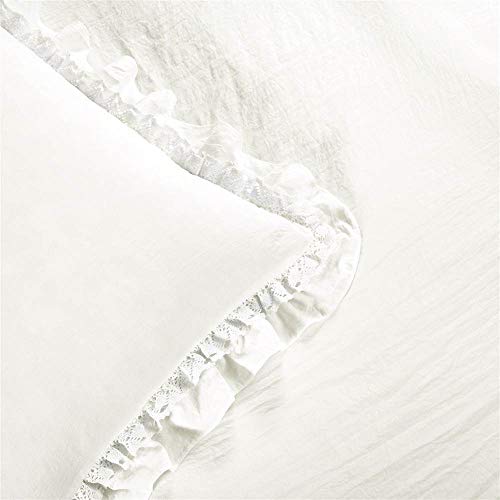 Lush Decor Ella Ruffle Lace Comforter, 2 Piece Set, Twin, Ivory - Cute Comforter - Twin Bedding Set - White Bedding - Coquette Decor - White Lace Trim - Ruffle Trim Lush Decor